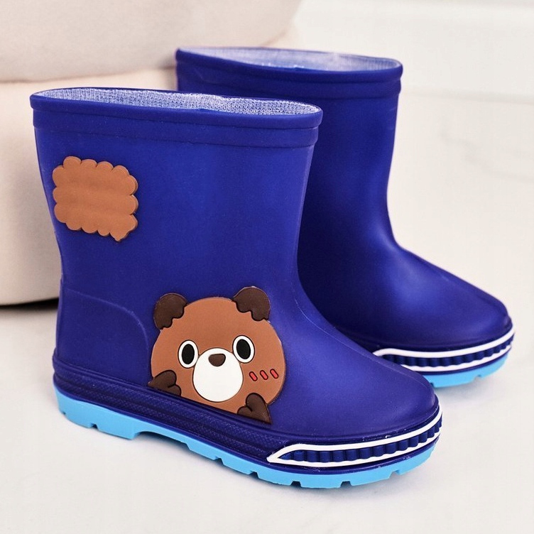 Bottes de pluie pour enfants avec un ours en peluche bleu marine 2