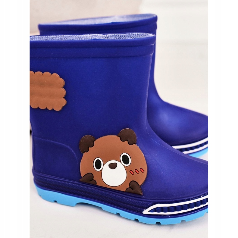 Bottes de pluie pour enfants avec un ours en peluche bleu marine 1