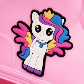 Galoches roses pour enfants avec un poney 1