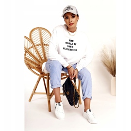 Baskets en cuir pour femmes avec l'inscription Big Star EE274316 White blanc noir 1