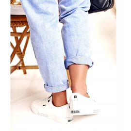 Baskets en cuir pour femmes avec l'inscription Big Star EE274316 White blanc noir 3