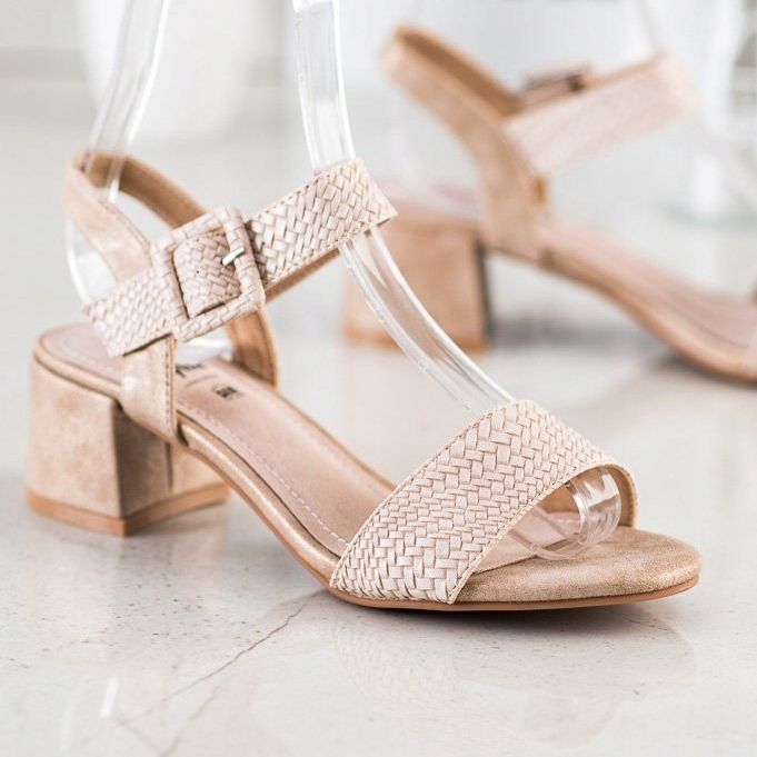 Kylie Sandales à talons hauts tressés brun 1