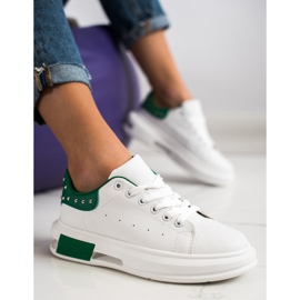 SHELOVET Baskets à clous blanche vert 2