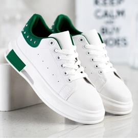 SHELOVET Baskets à clous blanche vert 3