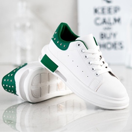 SHELOVET Baskets à clous blanche vert 4