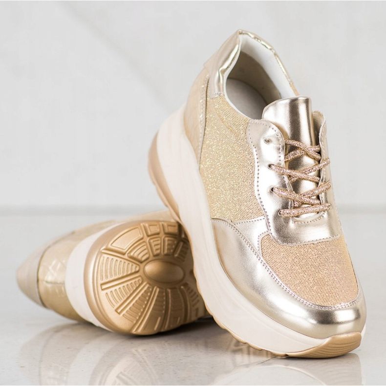 Bestelle Baskets dorées à paillettes beige 2