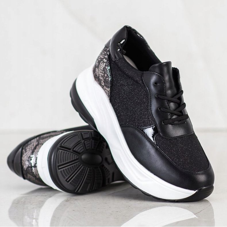 Bestelle Baskets noires à paillettes le noir argent 1