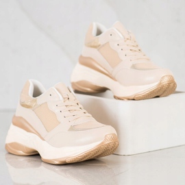 SHELOVET Baskets dorées élégantes beige 2