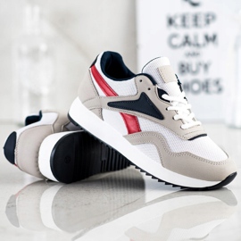 SHELOVET Chaussures de sport avec maille blanc rouge gris 1