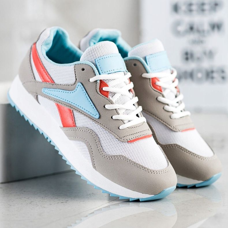 SHELOVET Chaussures de sport avec maille blanc bleu orange gris 2