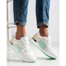SHELOVET Baskets légères et élégantes blanche vert jaune 3
