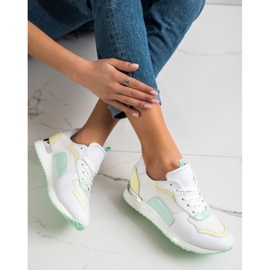 SHELOVET Baskets légères et élégantes blanche vert jaune 4