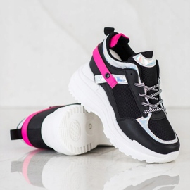 Marquiz Espadrilles de coin noir rose 1