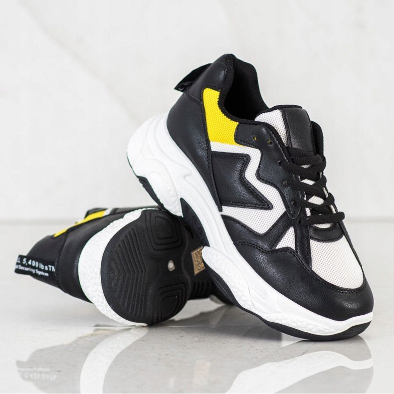 Fashion Baskets confortables blanche le noir jaune 1