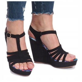 Sandales compensées noires LQ-34 le noir 2