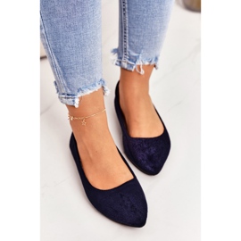 PS1 Délicate Ballerine En Daim Spitz Bleu Marine Dermeno 3