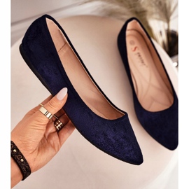 PS1 Délicate Ballerine En Daim Spitz Bleu Marine Dermeno 4