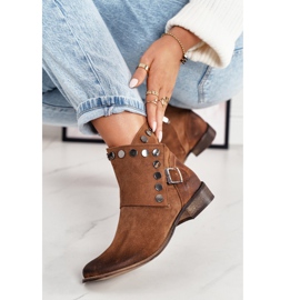 Bottines Femme En Daim Avec Boucle Exquisite 1198 Cognac brun 4