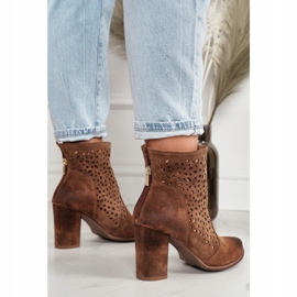 Exquisite Bottines Ajourées Sur Un Poteau En Daim Exquis 1219 Cognac brun 5
