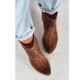 Exquisite Bottines Ajourées Sur Un Poteau En Daim Exquis 1219 Cognac brun 7