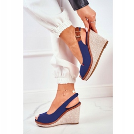 PS1 Tommy bleu marine sandales sur un talon compensé tressé 1 PS1 Tommy bleu marine sandales sur un talon compensé tressé 1