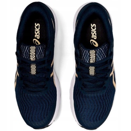 Chaussures de course Asics Patriot 12 pour femmes bleu marine 1012A705 403 doré 1