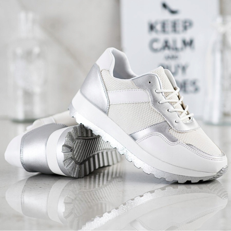 Bestelle Baskets à plateforme pailletée blanche argent 1