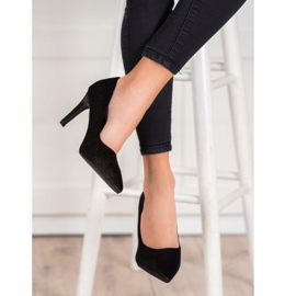 Kylie Talons élégants en daim noir doré 1