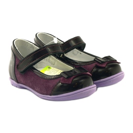 Ballerines en cuir bordeaux avec nœud RenBut rouge 4