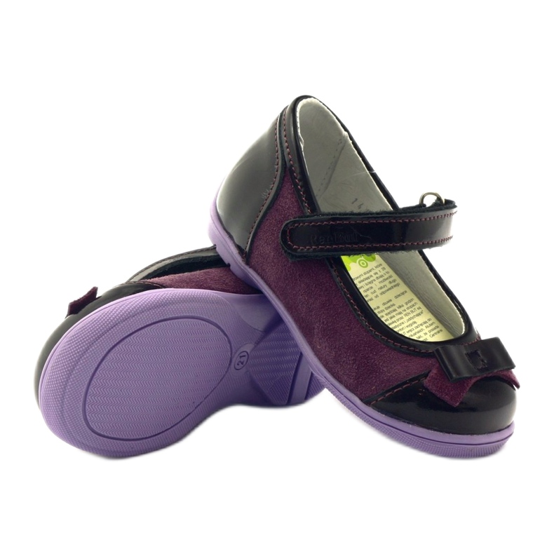 Ballerines en cuir bordeaux avec nœud RenBut rouge 3