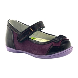 Ballerines en cuir bordeaux avec nœud RenBut rouge 1