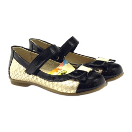 Ballerines en cuir noir et or noeud Ren But jaune 4