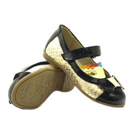 Ballerines en cuir noir et or noeud Ren But jaune 3
