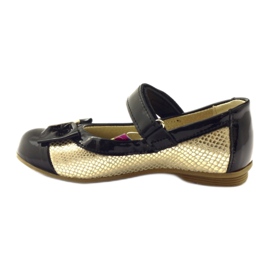 Ballerines en cuir noir et or noeud Ren But jaune 2