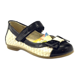 Ballerines en cuir noir et or noeud Ren But le noir jaune 1