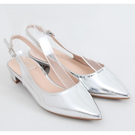 Silver MM-801 Ballerines argentées à talons ouverts 1