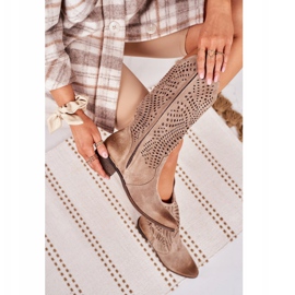 Bottines Daim Ajourées Printemps Exquisite 1229 Beige brun 3