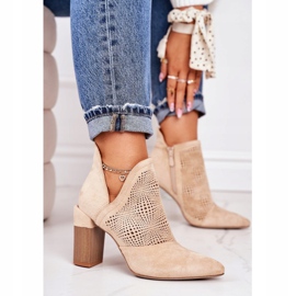 Bottines Ajourées Sur Un Poteau Michelle Beige 5