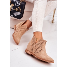 Bottines ajourées sur un coin Beige Melanie 3