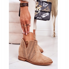 Bottines ajourées sur un coin Beige Melanie 2