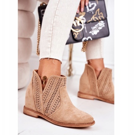 Bottines ajourées sur un coin Beige Melanie 4