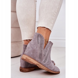 Boots ajourées sur un compensé Gris Melanie 1