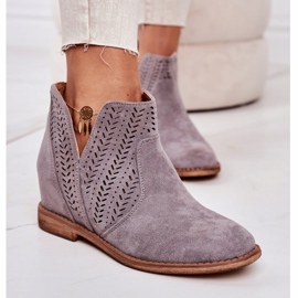 Boots ajourées sur un compensé Gris Melanie 4