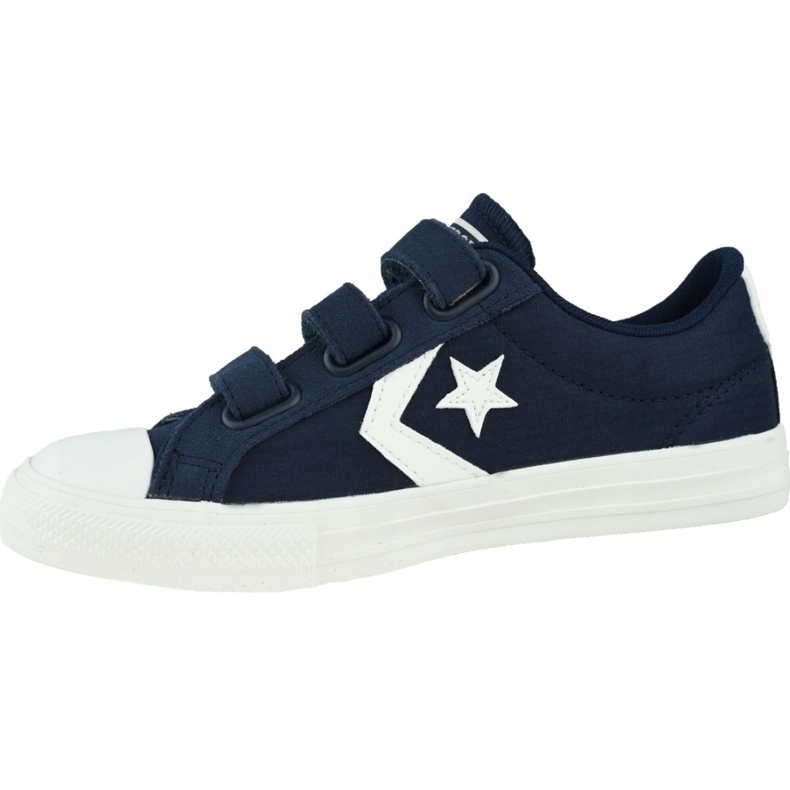 Chaussures Converse Star Player Low Enfant 667547C blanche bleu marin 1