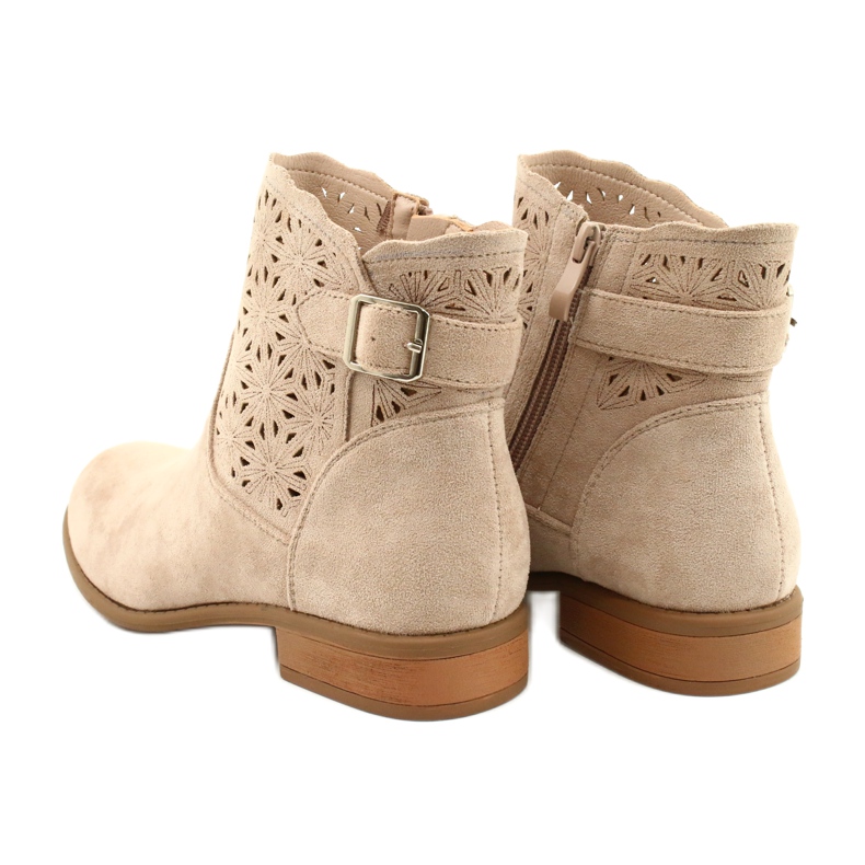 M.Daszyński Bottines femme en daim ajouré SA142-18 beige 4