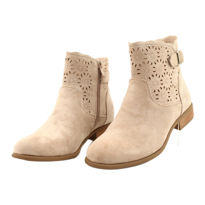 M.Daszyński Bottines femme en daim ajouré SA142-18 beige 2