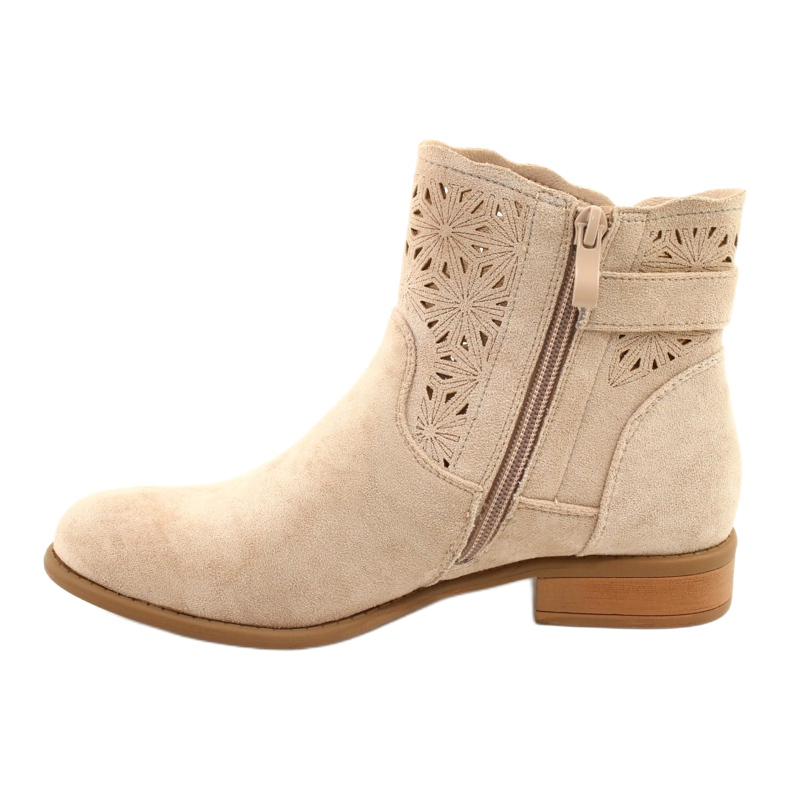 M.Daszyński Bottines femme en daim ajouré SA142-18 beige 1