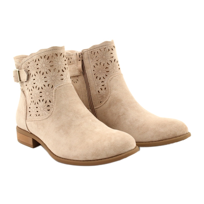 M.Daszyński Bottines femme en daim ajouré SA142-18 beige 3