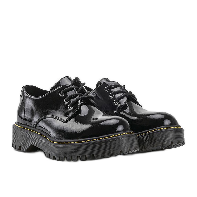 Bottines laquées vernies noires, bottines Marilyn le noir 1