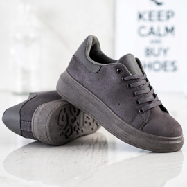 SHELOVET Baskets en daim sur la plate-forme gris 1